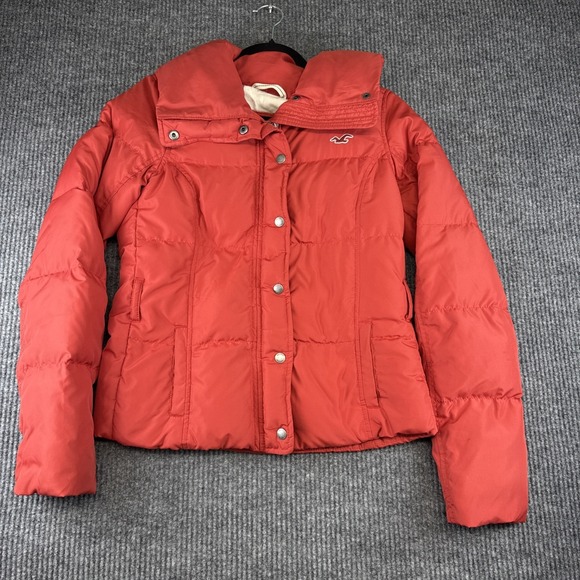 Hollister Jackets & Blazers - Hollister Red Jacket Puffer Down/Feather Woman's Med No Belt Large Collar